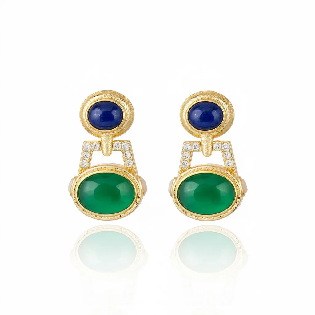 Segall Earring Green Agate and Blue