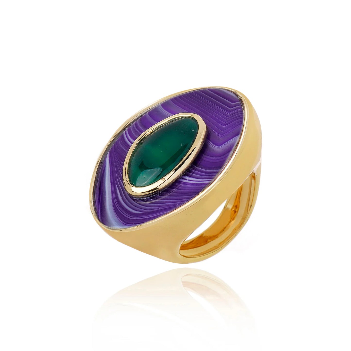 POET RING - PURPLE AND GREEN AGATE