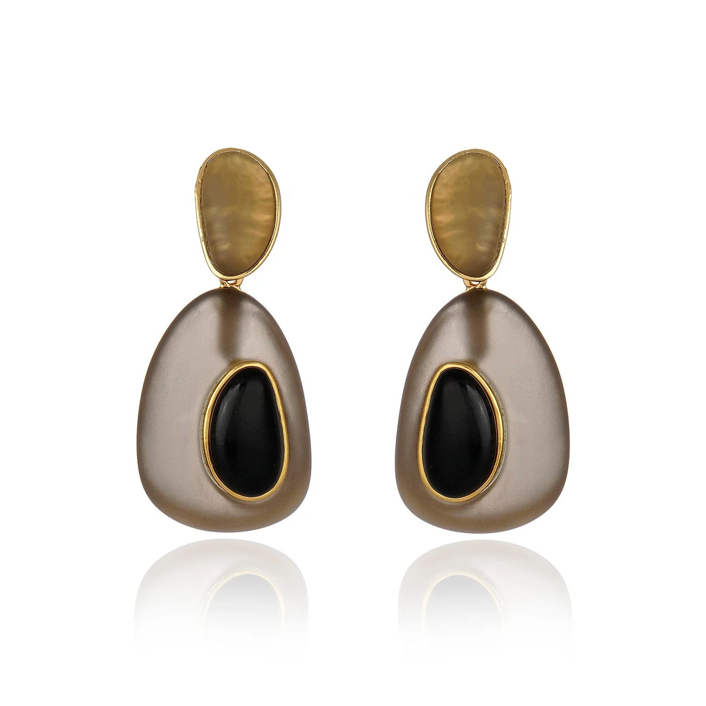 Dual Drop Resin Earring - Black