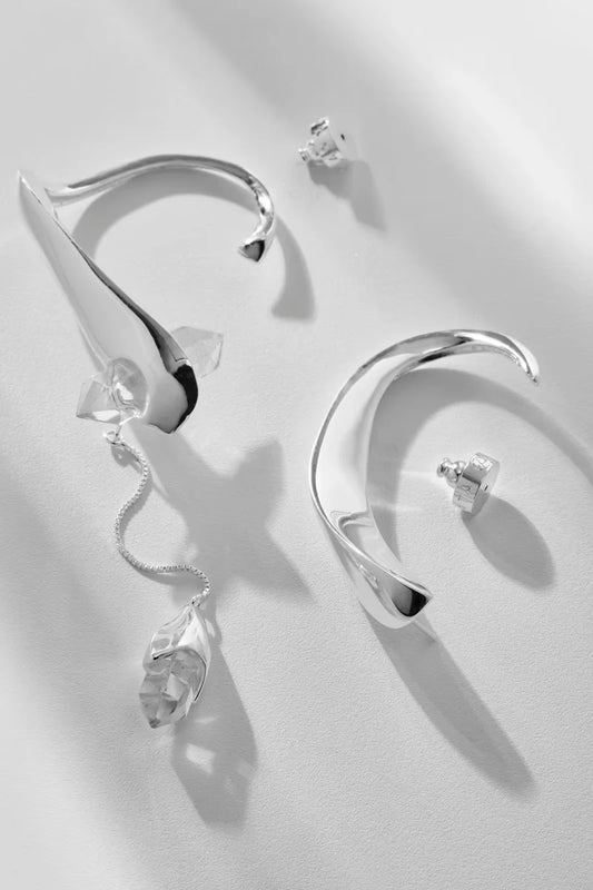 Dualis Earcuff - Silver & Clear Stone