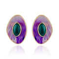 POET EARRING - PURPLE AND GREEN AGATE