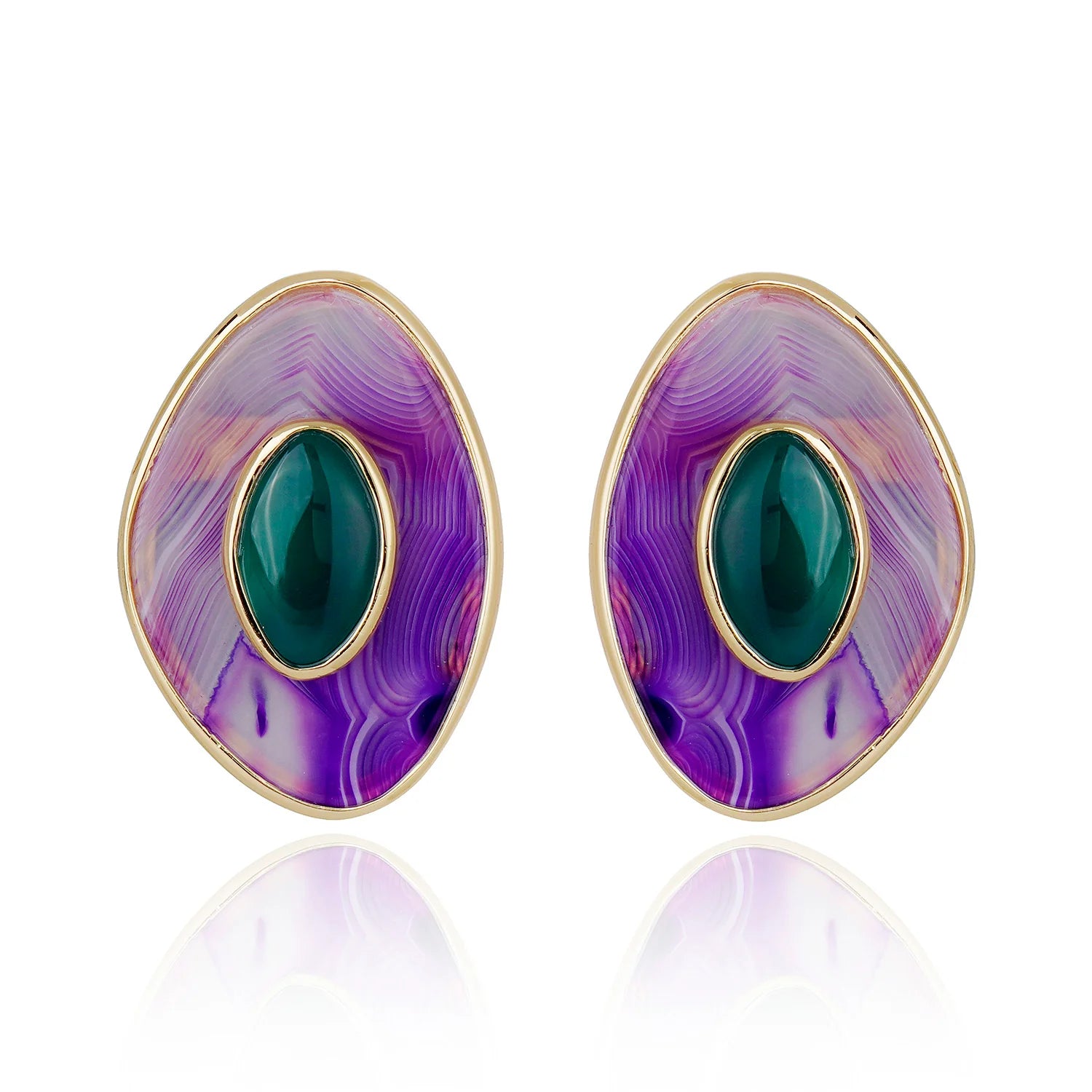 POET EARRING - PURPLE AND GREEN AGATE