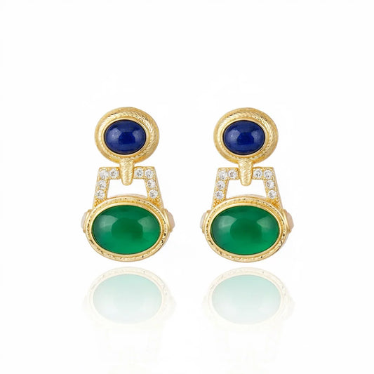 Segall Earring Green Agate and Blue