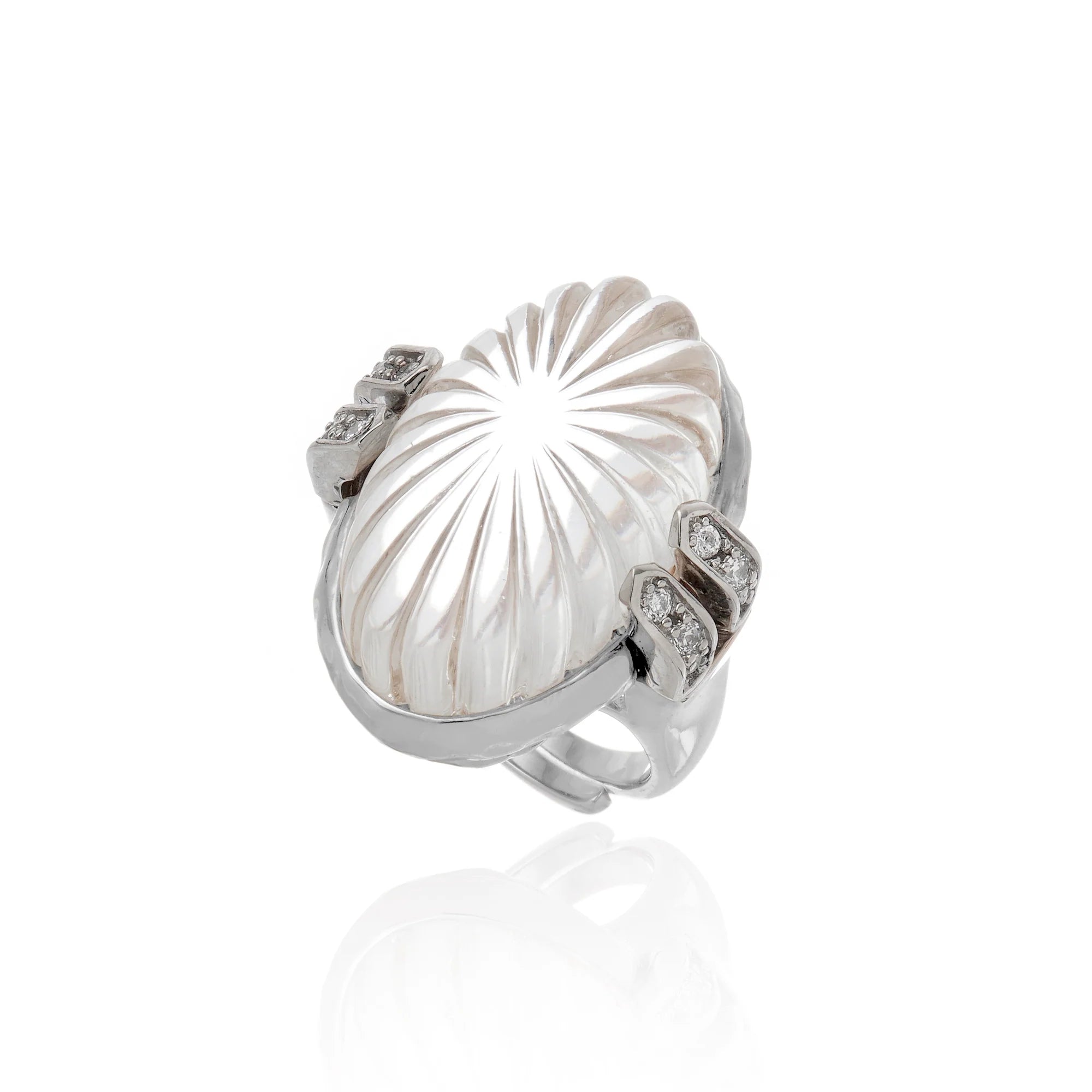 Aura Ring Clear Rhodium Plated