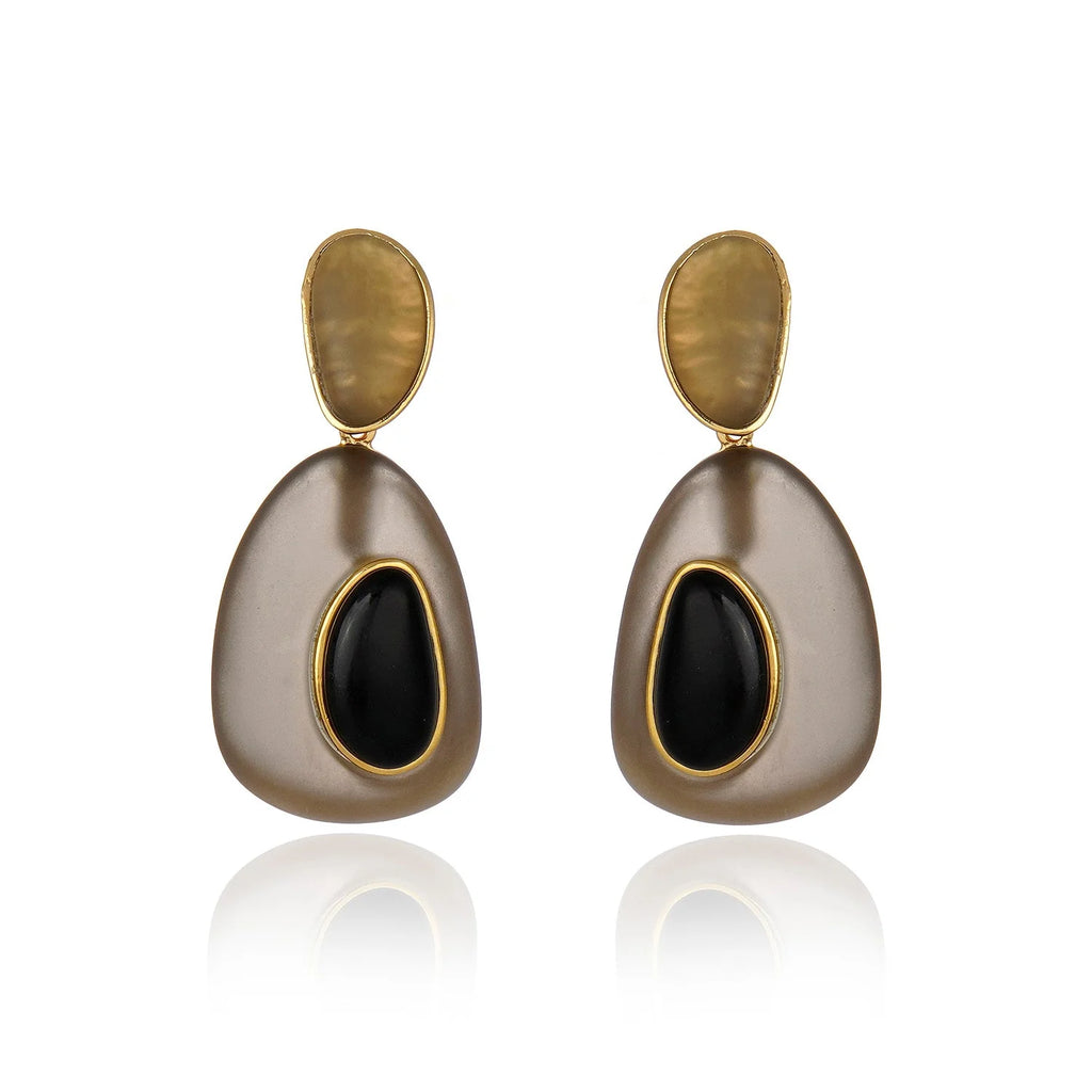 Dual Drop Resin Earring - Black