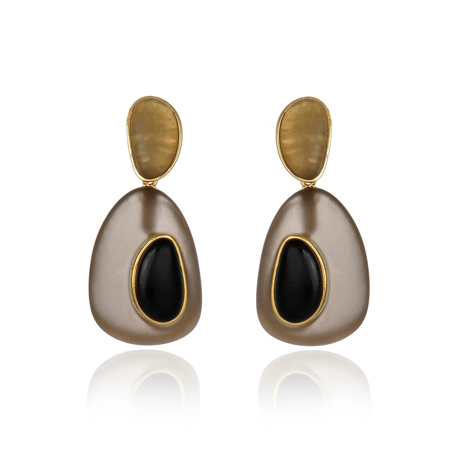 Dual Drop Resin Earring - Black