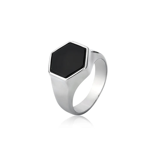 Obsidian Volt Ring Silver